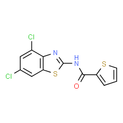 ChemSpider 2D Image | N-(4,6-Dichloro-1,3-benzothiazol-2-yl)-2-thiophenecarboxamide | C12H6Cl2N2OS2