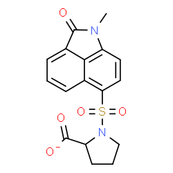 ChemSpider 2D Image | 1-[(1-Methyl-2-oxo-1,2-dihydrobenzo[cd]indol-6-yl)sulfonyl]-2-pyrrolidinecarboxylate | C17H15N2O5S