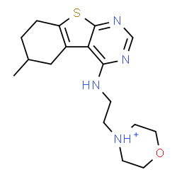 ChemSpider 2D Image | 4-{2-[(6-Methyl-5,6,7,8-tetrahydro[1]benzothieno[2,3-d]pyrimidin-4-yl)amino]ethyl}morpholin-4-ium | C17H25N4OS