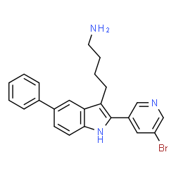 ChemSpider 2D Image | 4-[2-(5-Bromo-3-pyridinyl)-5-phenyl-1H-indol-3-yl]-1-butanamine | C23H22BrN3