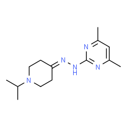 ChemSpider 2D Image | 2-[2-(1-Isopropyl-4-piperidinylidene)hydrazino]-4,6-dimethylpyrimidine | C14H23N5