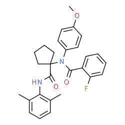 ChemSpider 2D Image | N-{1-[(2,6-Dimethylphenyl)carbamoyl]cyclopentyl}-2-fluoro-N-(4-methoxyphenyl)benzamide | C28H29FN2O3