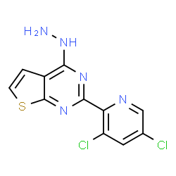 ChemSpider 2D Image | 2-(3,5-Dichloro-2-pyridinyl)-4-hydrazinothieno[2,3-d]pyrimidine | C11H7Cl2N5S