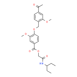 ChemSpider 2D Image | 2-Oxo-2-(3-pentanylamino)ethyl 4-[(4-acetyl-2-methoxybenzyl)oxy]-3-methoxybenzoate | C25H31NO7