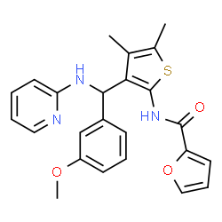 ChemSpider 2D Image | N-{3-[(3-Methoxyphenyl)(2-pyridinylamino)methyl]-4,5-dimethyl-2-thienyl}-2-furamide | C24H23N3O3S