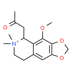 ChemSpider 2D Image | 4-Methoxy-6,6-dimethyl-5-(2-oxopropyl)-5,6,7,8-tetrahydro[1,3]dioxolo[4,5-g]isoquinolin-6-ium | C16H22NO4