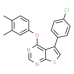 ChemSpider 2D Image | 5-(4-Chlorophenyl)-4-(3,4-dimethylphenoxy)thieno[2,3-d]pyrimidine | C20H15ClN2OS