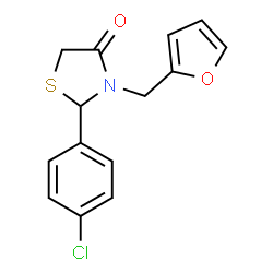 ChemSpider 2D Image | 2-(4-Chlorophenyl)-3-(2-furylmethyl)-1,3-thiazolidin-4-one | C14H12ClNO2S