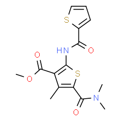 ChemSpider 2D Image | Methyl 5-(dimethylcarbamoyl)-4-methyl-2-[(2-thienylcarbonyl)amino]-3-thiophenecarboxylate | C15H16N2O4S2