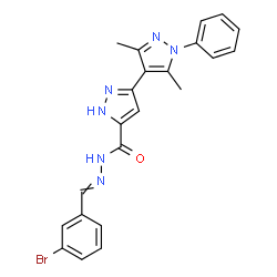 ChemSpider 2D Image | N'-(3-Bromobenzylidene)-3',5'-dimethyl-1'-phenyl-1H,1'H-3,4'-bipyrazole-5-carbohydrazide | C22H19BrN6O