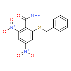 ChemSpider 2D Image | 2-(Benzylsulfanyl)-4,6-dinitrobenzamide | C14H11N3O5S