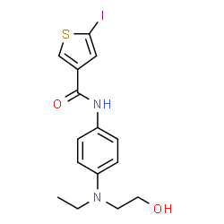 ChemSpider 2D Image | N-{4-[Ethyl(2-hydroxyethyl)amino]phenyl}-5-iodo-3-thiophenecarboxamide | C15H17IN2O2S