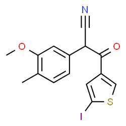 ChemSpider 2D Image | 3-(5-Iodo-3-thienyl)-2-(3-methoxy-4-methylphenyl)-3-oxopropanenitrile | C15H12INO2S