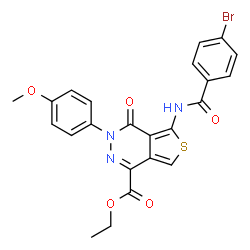 ChemSpider 2D Image | Ethyl 5-[(4-bromobenzoyl)amino]-3-(4-methoxyphenyl)-4-oxo-3,4-dihydrothieno[3,4-d]pyridazine-1-carboxylate | C23H18BrN3O5S