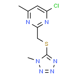 ChemSpider 2D Image | 4-Chloro-6-methyl-2-{[(1-methyl-1H-tetrazol-5-yl)sulfanyl]methyl}pyrimidine | C8H9ClN6S