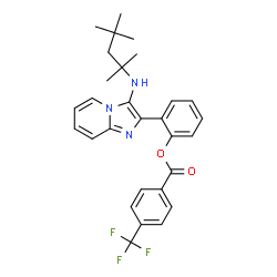 ChemSpider 2D Image | 2-{3-[(2,4,4-Trimethyl-2-pentanyl)amino]imidazo[1,2-a]pyridin-2-yl}phenyl 4-(trifluoromethyl)benzoate | C29H30F3N3O2