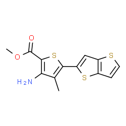 ChemSpider 2D Image | Methyl 3-amino-4-methyl-5-(thieno[3,2-b]thiophen-2-yl)-2-thiophenecarboxylate | C13H11NO2S3