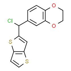 ChemSpider 2D Image | 6-[Chloro(thieno[3,2-b]thiophen-2-yl)methyl]-2,3-dihydro-1,4-benzodioxine | C15H11ClO2S2