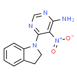 ChemSpider 2D Image | 6-(2,3-dihydroindol-1-yl)-5-nitropyrimidin-4-amine | C12H11N5O2