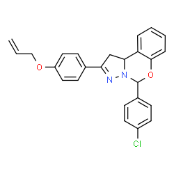 ChemSpider 2D Image | 2-[4-(Allyloxy)phenyl]-5-(4-chlorophenyl)-1,10b-dihydropyrazolo[1,5-c][1,3]benzoxazine | C25H21ClN2O2