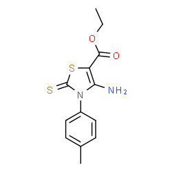 ChemSpider 2D Image | Ethyl 4-amino-3-(4-methylphenyl)-2-thioxo-2,3-dihydro-1,3-thiazole-5-carboxylate | C13H14N2O2S2
