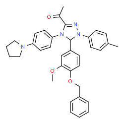ChemSpider 2D Image | 1-{5-[4-(Benzyloxy)-3-methoxyphenyl]-1-(4-methylphenyl)-4-[4-(1-pyrrolidinyl)phenyl]-4,5-dihydro-1H-1,2,4-triazol-3-yl}ethanone | C35H36N4O3