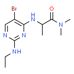 ChemSpider 2D Image | N~2~-[5-Bromo-2-(ethylamino)-4-pyrimidinyl]-N,N-dimethylalaninamide | C11H18BrN5O