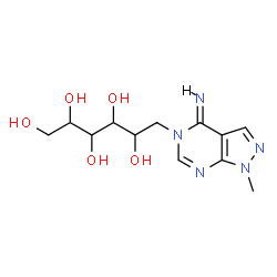 ChemSpider 2D Image | 1-Deoxy-1-[(4Z)-4-imino-1-methyl-1,4-dihydro-5H-pyrazolo[3,4-d]pyrimidin-5-yl]hexitol | C12H19N5O5