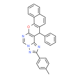 ChemSpider 2D Image | 2-(4-Methylphenyl)-14-phenyl-14H-benzo[7,8]chromeno[3,2-e][1,2,4]triazolo[1,5-c]pyrimidine | C29H20N4O