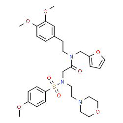 ChemSpider 2D Image | N-[2-(3,4-Dimethoxyphenyl)ethyl]-N-(2-furylmethyl)-N~2~-[(4-methoxyphenyl)sulfonyl]-N~2~-[2-(4-morpholinyl)ethyl]glycinamide | C30H39N3O8S