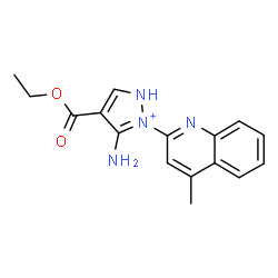 ChemSpider 2D Image | 3-Amino-4-(ethoxycarbonyl)-2-(4-methyl-2-quinolinyl)-1H-pyrazol-2-ium | C16H17N4O2