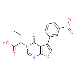 ChemSpider 2D Image | 2-[5-(3-Nitrophenyl)-4-oxothieno[2,3-d]pyrimidin-3(4H)-yl]butanoic acid | C16H13N3O5S