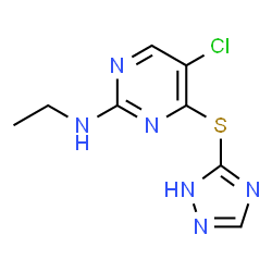 ChemSpider 2D Image | 5-Chloro-N-ethyl-4-(1H-1,2,4-triazol-5-ylsulfanyl)-2-pyrimidinamine | C8H9ClN6S