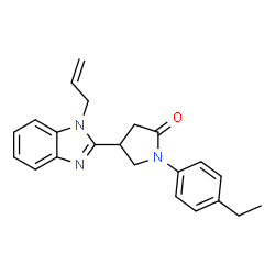 ChemSpider 2D Image | 4-(1-Allyl-1H-benzimidazol-2-yl)-1-(4-ethylphenyl)-2-pyrrolidinone | C22H23N3O