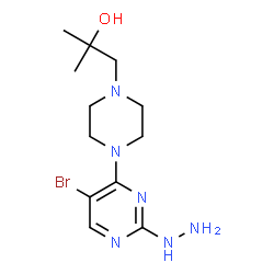 ChemSpider 2D Image | 1-[4-(5-Bromo-2-hydrazino-4-pyrimidinyl)-1-piperazinyl]-2-methyl-2-propanol | C12H21BrN6O
