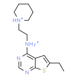 ChemSpider 2D Image | 1-{2-[(6-Ethylthieno[2,3-d]pyrimidin-4-yl)ammonio]ethyl}piperidinium | C15H24N4S