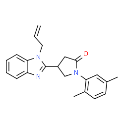 ChemSpider 2D Image | 4-(1-Allyl-1H-benzimidazol-2-yl)-1-(2,5-dimethylphenyl)-2-pyrrolidinone | C22H23N3O