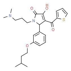 ChemSpider 2D Image | 1-[3-(Dimethylamino)propyl]-3-hydroxy-5-[3-(3-methylbutoxy)phenyl]-4-(2-thienylcarbonyl)-1,5-dihydro-2H-pyrrol-2-one | C25H32N2O4S
