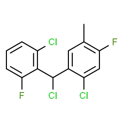 ChemSpider 2D Image | 1-Chloro-2-[chloro(2-chloro-6-fluorophenyl)methyl]-5-fluoro-4-methylbenzene | C14H9Cl3F2