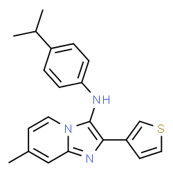 ChemSpider 2D Image | N-(4-Isopropylphenyl)-7-methyl-2-(3-thienyl)imidazo[1,2-a]pyridin-3-amine | C21H21N3S