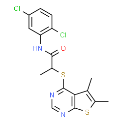 ChemSpider 2D Image | N-(2,5-Dichlorophenyl)-2-[(5,6-dimethylthieno[2,3-d]pyrimidin-4-yl)sulfanyl]propanamide | C17H15Cl2N3OS2