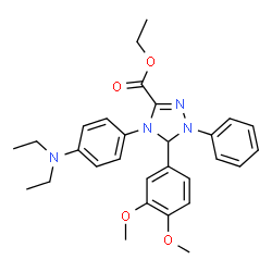 ChemSpider 2D Image | Ethyl 4-[4-(diethylamino)phenyl]-5-(3,4-dimethoxyphenyl)-1-phenyl-4,5-dihydro-1H-1,2,4-triazole-3-carboxylate | C29H34N4O4