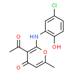 ChemSpider 2D Image | 3-Acetyl-2-[(5-chloro-2-hydroxyphenyl)amino]-6-methyl-4H-pyran-4-one | C14H12ClNO4