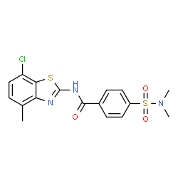 ChemSpider 2D Image | N-(7-Chloro-4-methyl-1,3-benzothiazol-2-yl)-4-(dimethylsulfamoyl)benzamide | C17H16ClN3O3S2