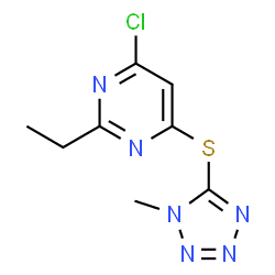 ChemSpider 2D Image | 4-Chloro-2-ethyl-6-[(1-methyl-1H-tetrazol-5-yl)sulfanyl]pyrimidine | C8H9ClN6S
