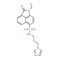 ChemSpider 2D Image | 1-Ethyl-N-[3-(1H-imidazol-1-yl)propyl]-2-oxo-1,2-dihydrobenzo[cd]indole-6-sulfonamide | C19H20N4O3S