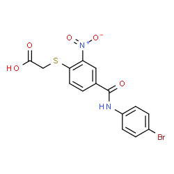 ChemSpider 2D Image | ({4-[(4-Bromophenyl)carbamoyl]-2-nitrophenyl}sulfanyl)acetic acid | C15H11BrN2O5S
