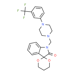 ChemSpider 2D Image | 1'-({4-[3-(Trifluoromethyl)phenyl]-1-piperazinyl}methyl)spiro[1,3-dioxane-2,3'-indol]-2'(1'H)-one | C23H24F3N3O3