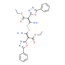 ChemSpider 2D Image | Diethyl 3,3'-disulfanediylbis[3-amino-2-(5-phenyl-1,3,4-oxadiazol-2-yl)acrylate] | C26H24N6O6S2