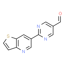 ChemSpider 2D Image | 2-(Thieno[3,2-b]pyridin-6-yl)-5-pyrimidinecarbaldehyde | C12H7N3OS